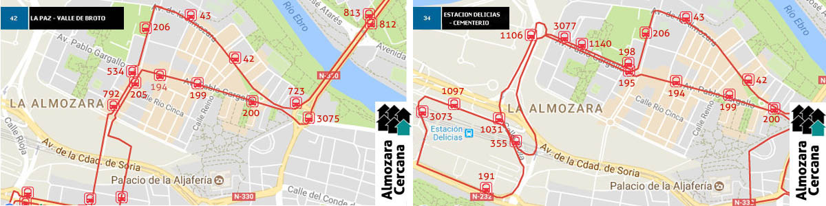 mapa paradas bus almozara mapa bus almozara